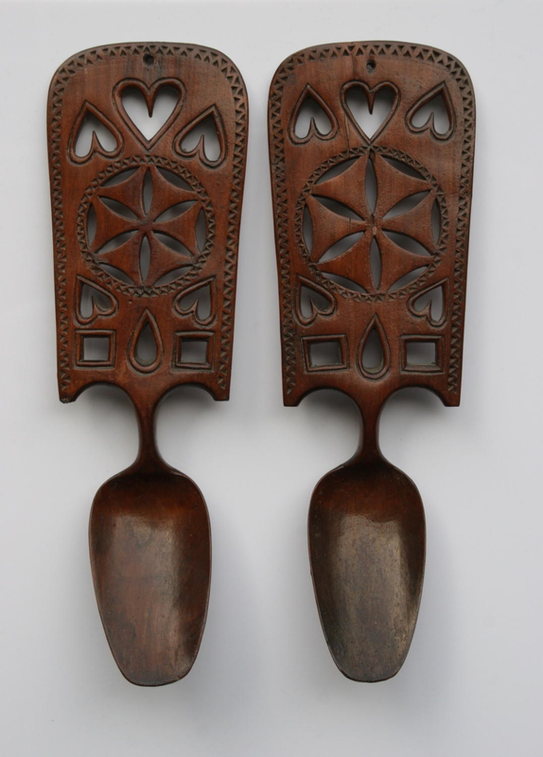 A pair of Welsh love Spoons 19th Century