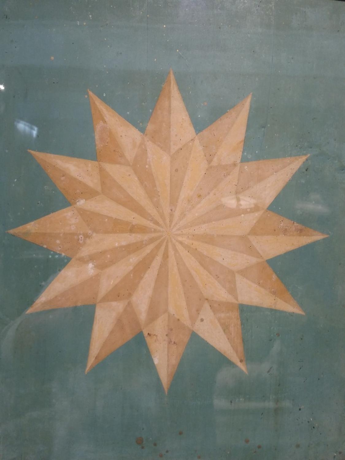Regency Milk Paint on board of a Geometric Star, framed