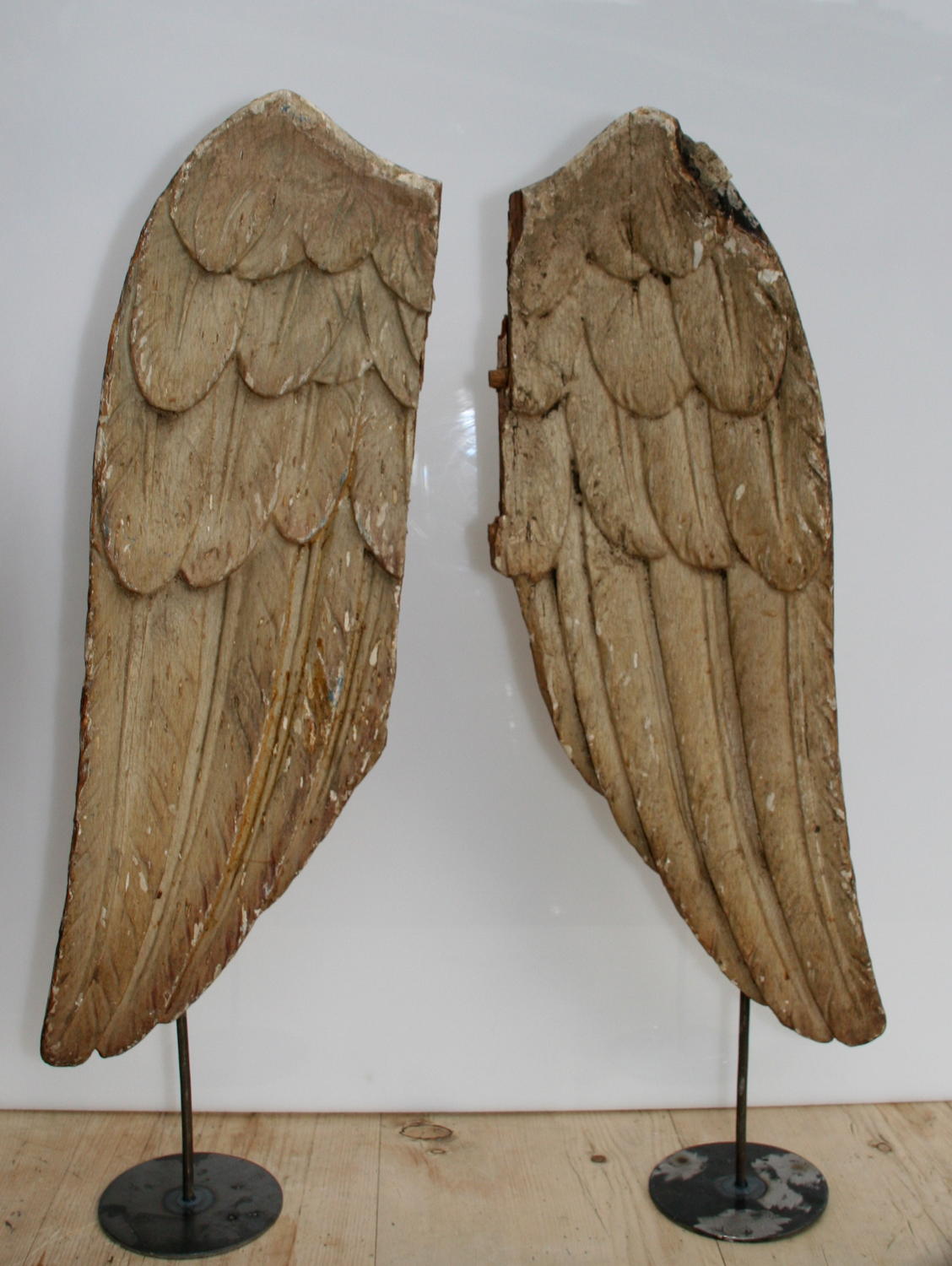 A pair of carved wooden Angels wings early 19th century
