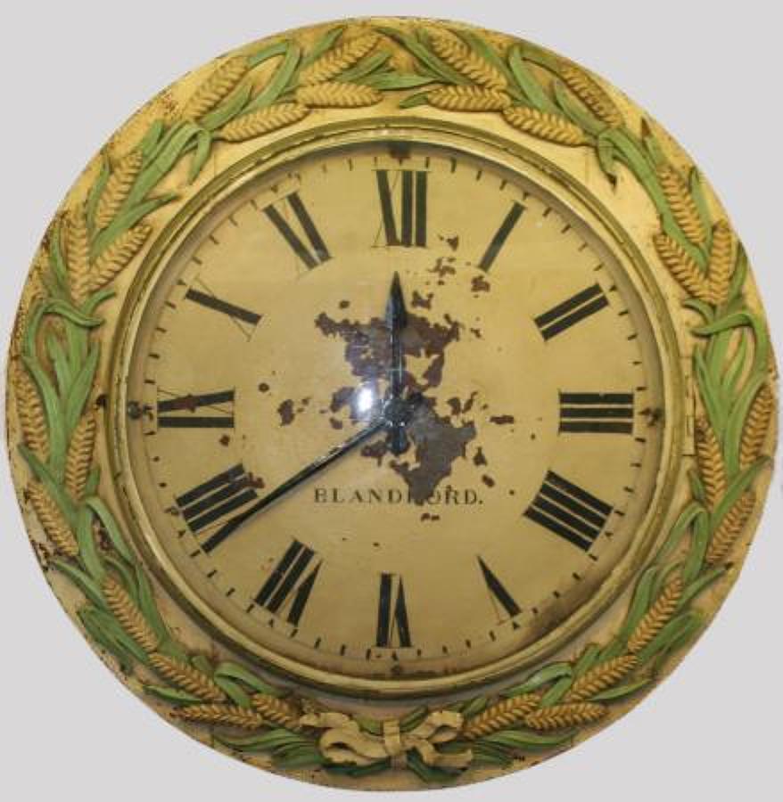 Large Bakery Clock, with Breadboard wheatsheaf border. early 20th cent