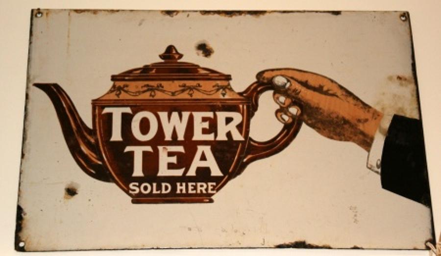 Tower tea advertising enamel sign, early 20th century