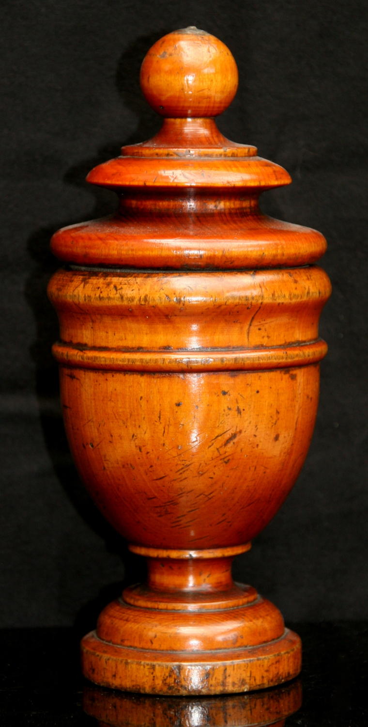 Lidded urn / caddy, English, fruitwood  early 19th century