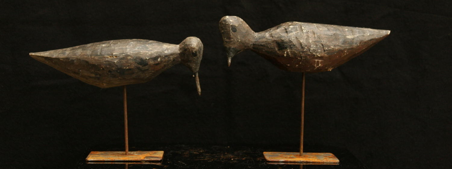 2x French wood decoy shore birds c.1920