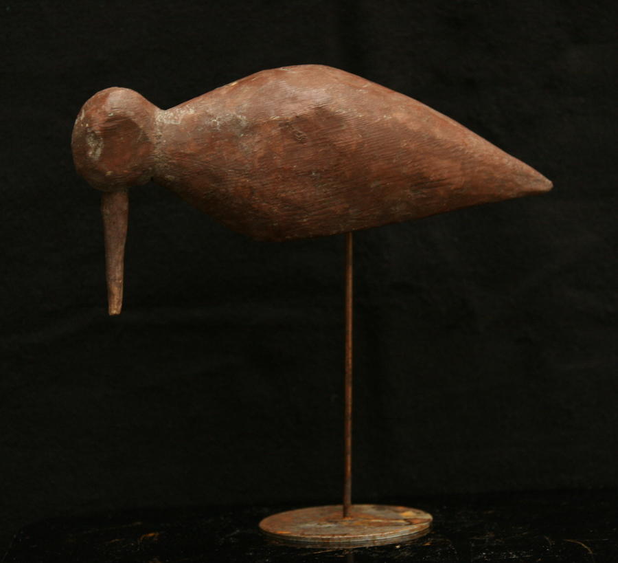 Primitive carved wood and painted French decoy shore bird c.1920