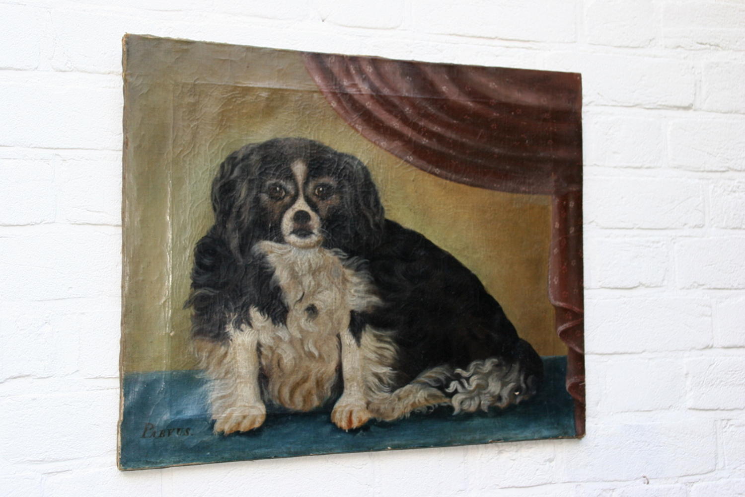 Primitive  Dog  oil  painting 19th century