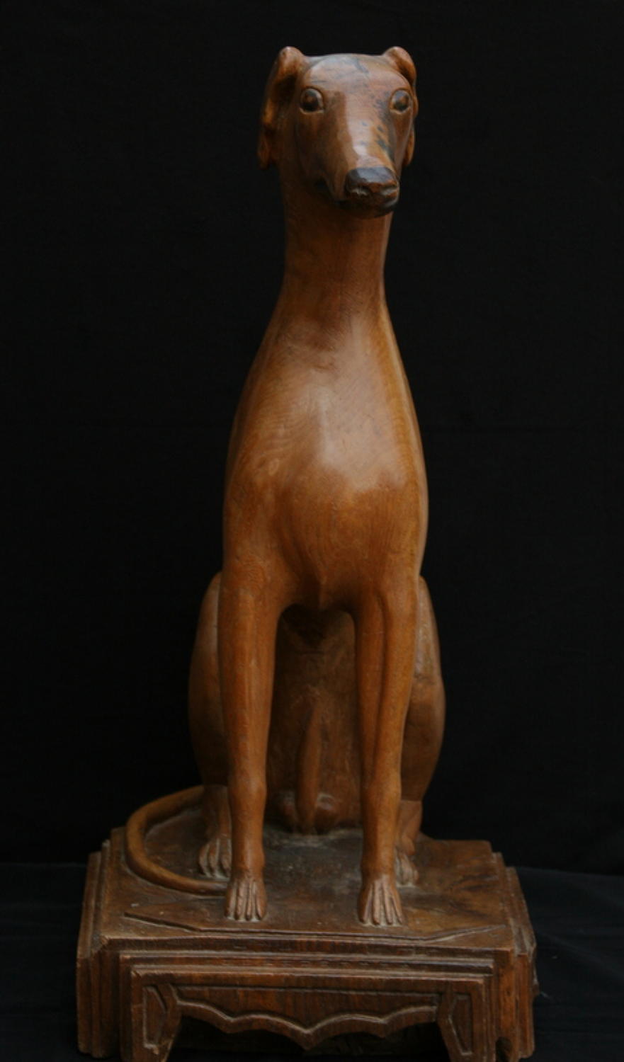 Naive Life sized carved wooden Dog late 19th century