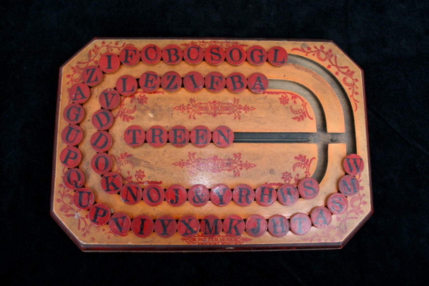 American Painted wooden educational spelling game 19th century