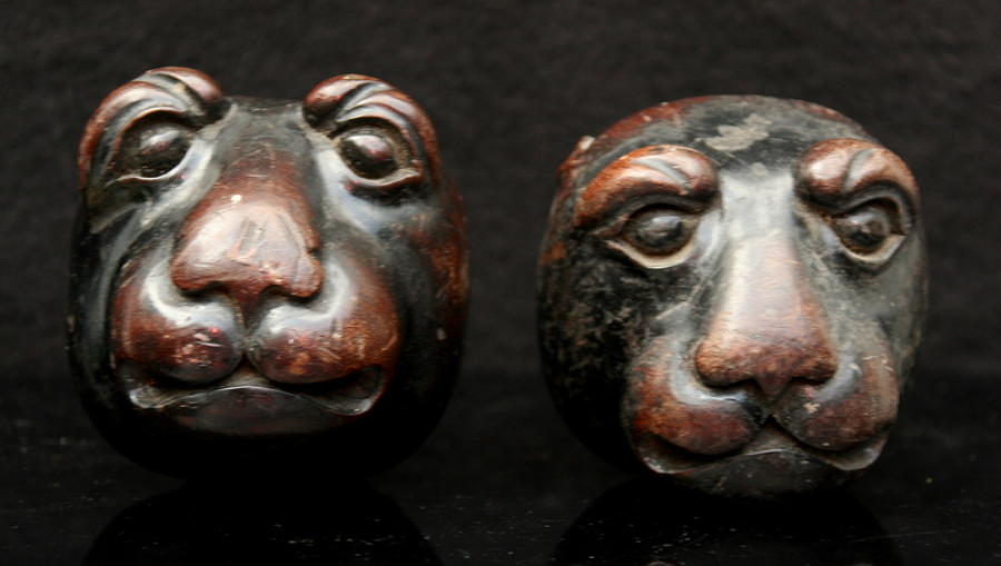 Two Unusual Carved wooden Animal Heads