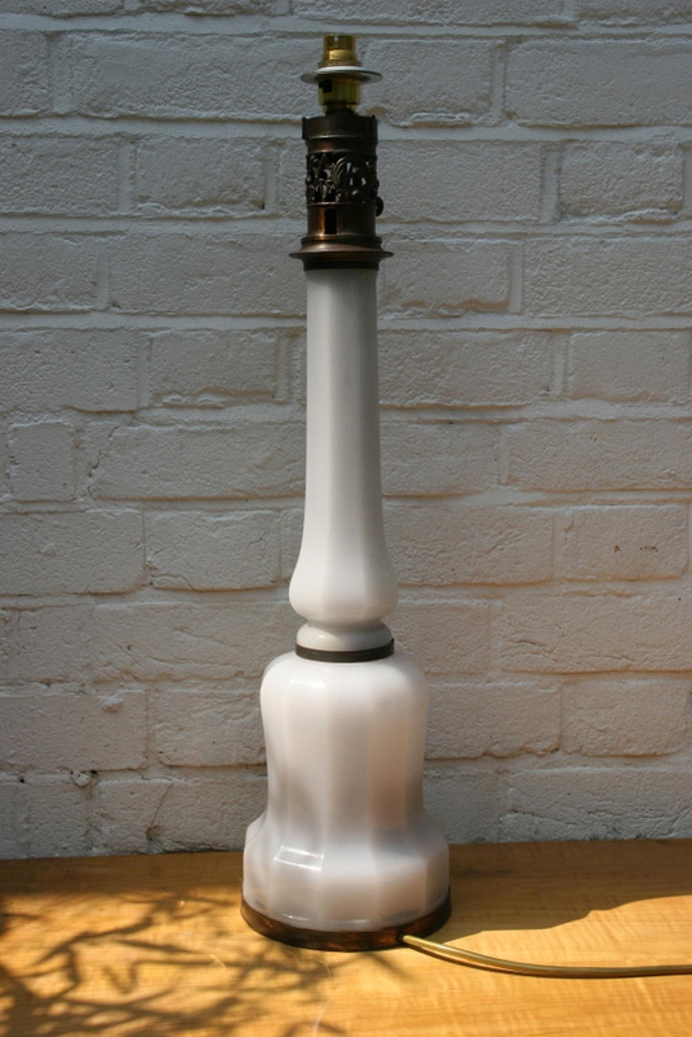 Smoky white / vaseline  Glass Lamp Base