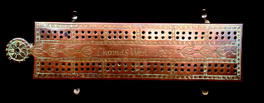 Copper Cribbage Board dated 1789