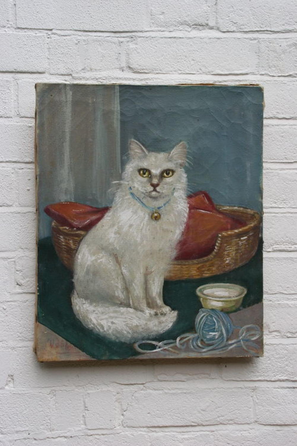 Cat portrait, oil on canvas, early 20th century