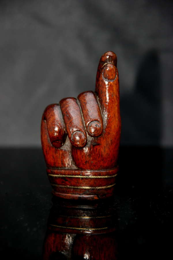 Treen "Pinch of Snuff" Hand form Snuff Box 19th century
