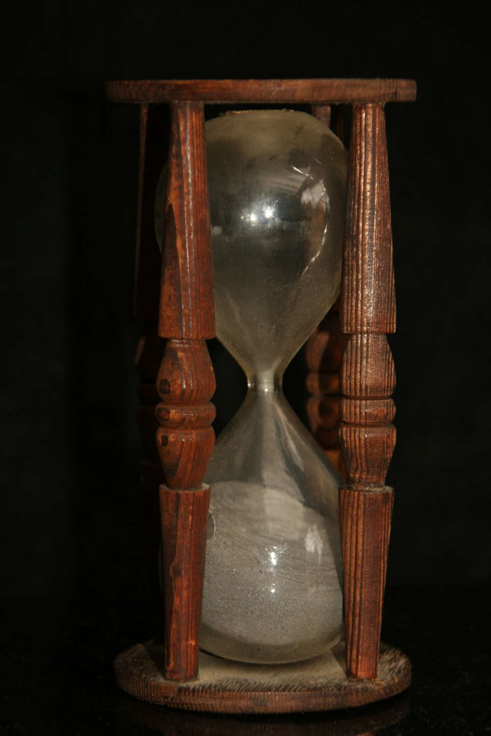 Treen 19Th Century Black sand Hourglass