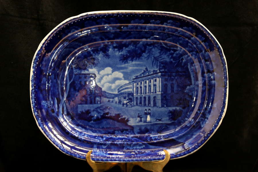 Deep Blue and White Pottery Meat Dish 19th century