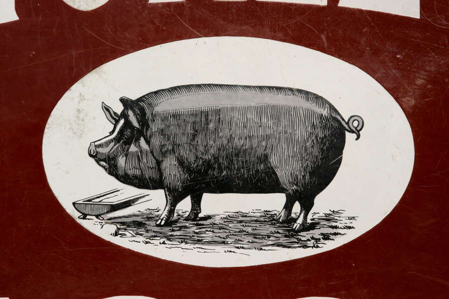 Thorley's Advertising Pig Food Enamel Sign 19th century
