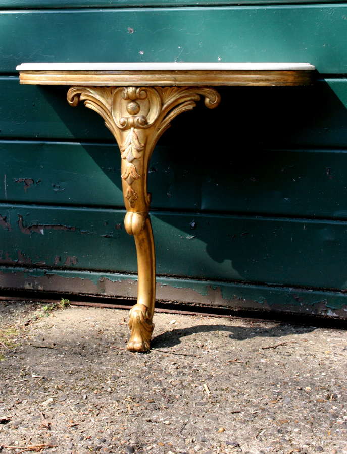 Diminutive  gilded Consul Table , marble top, 19th century