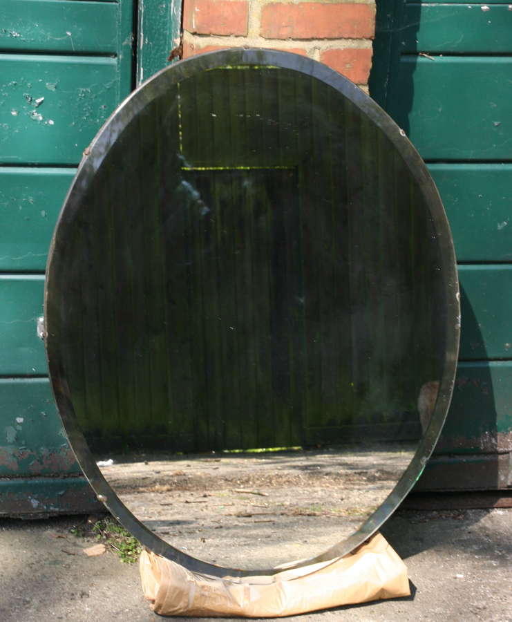 Frameless Oval Bevelled Mirror early 20th century