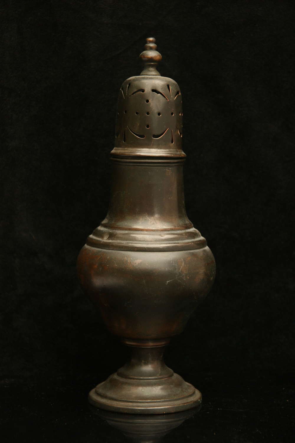 Large Copper Sugar Shaker 19th century once silver plated
