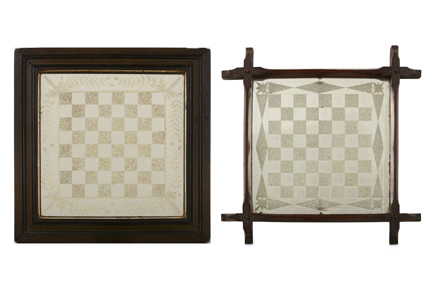 2x 19th century Mirrored Chess Boards
