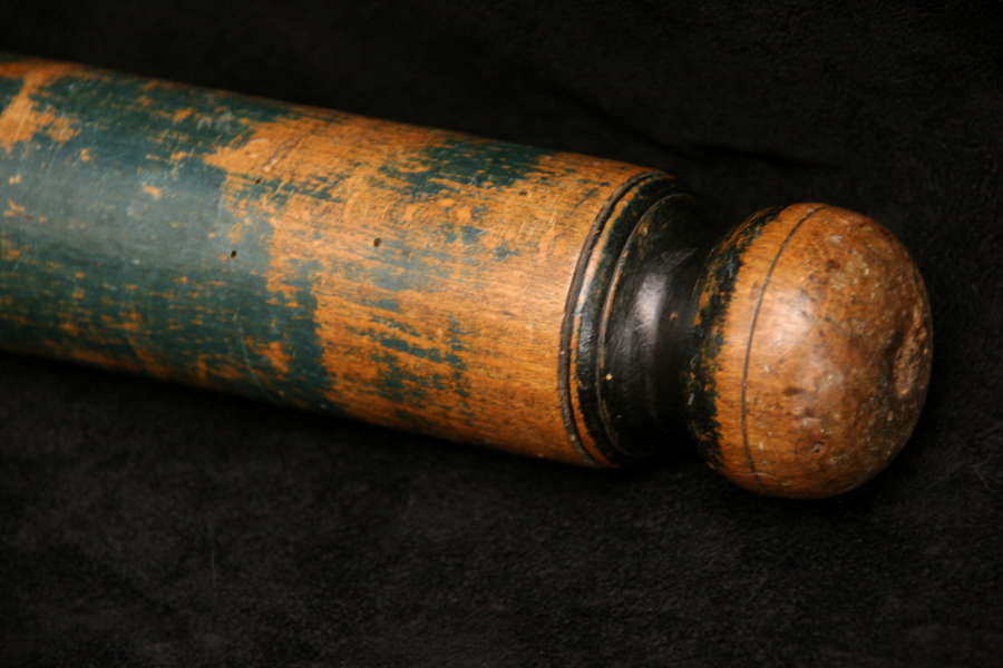 Treen 19th century Painted Rolling pin, extra long.