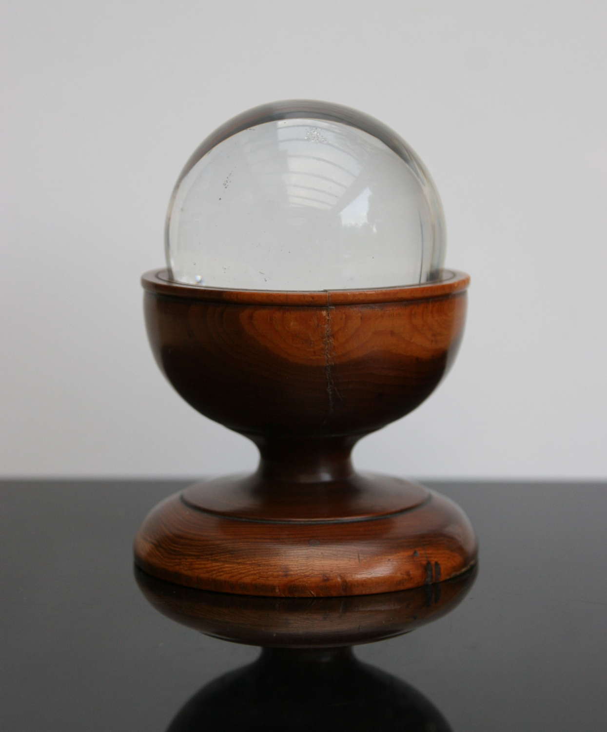 Treen Crystal Ball and  holder
