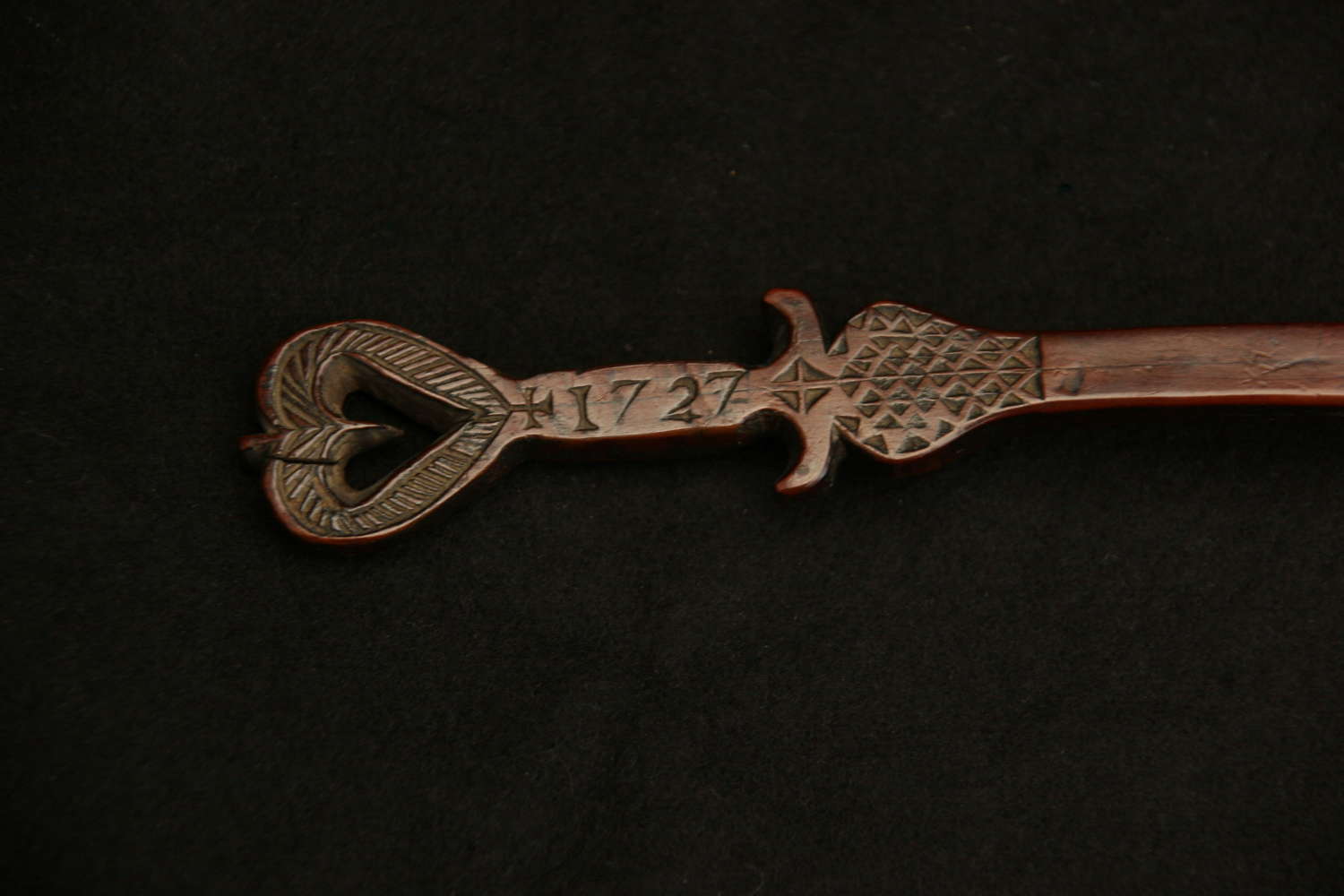 Yew Wood Welsh Love Spoon dated 1727