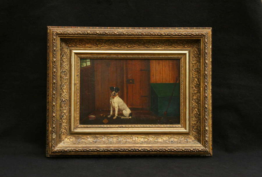 Dog oil painting  dated  1885