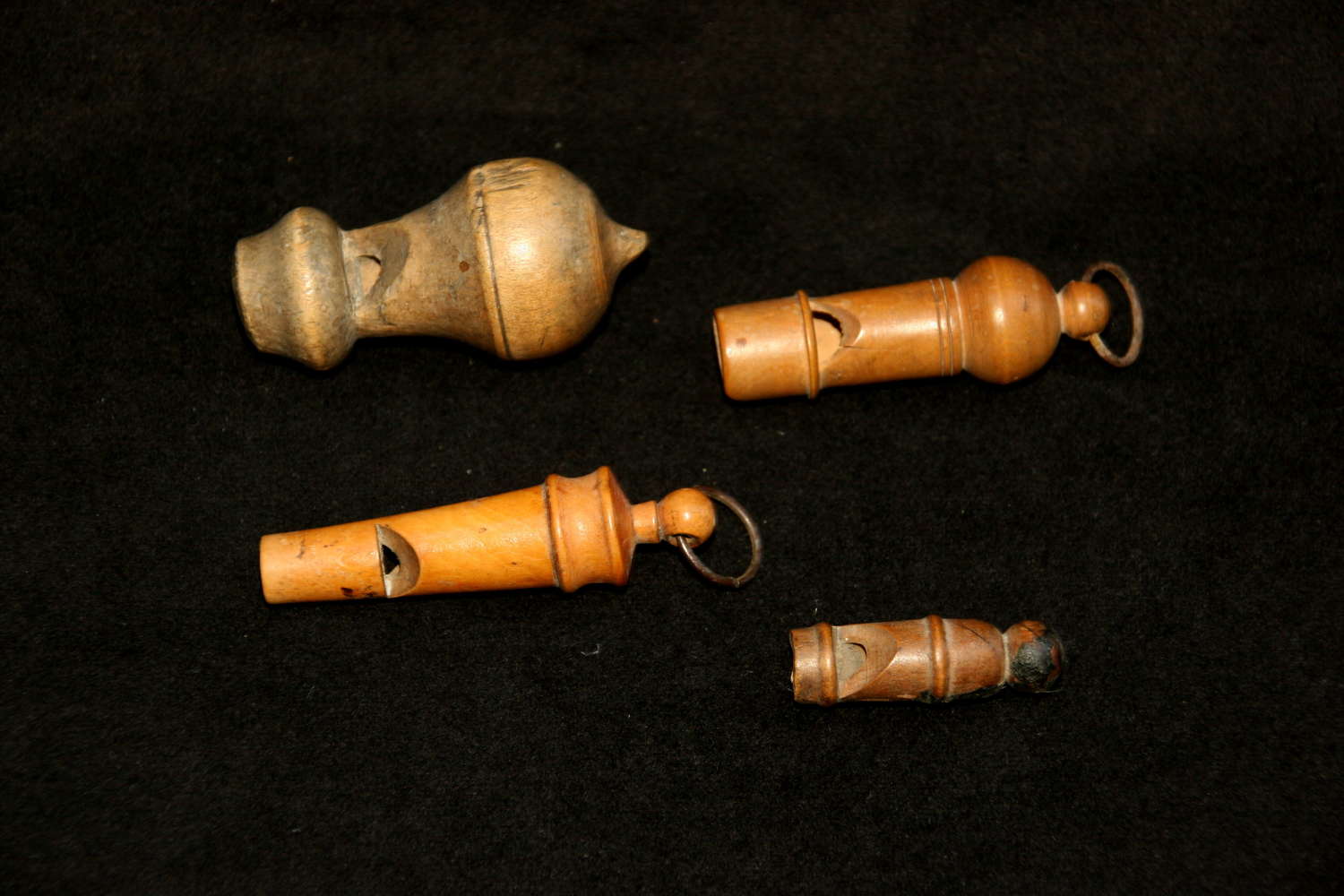 Four Treen Whistles, 18th and 19th centuries
