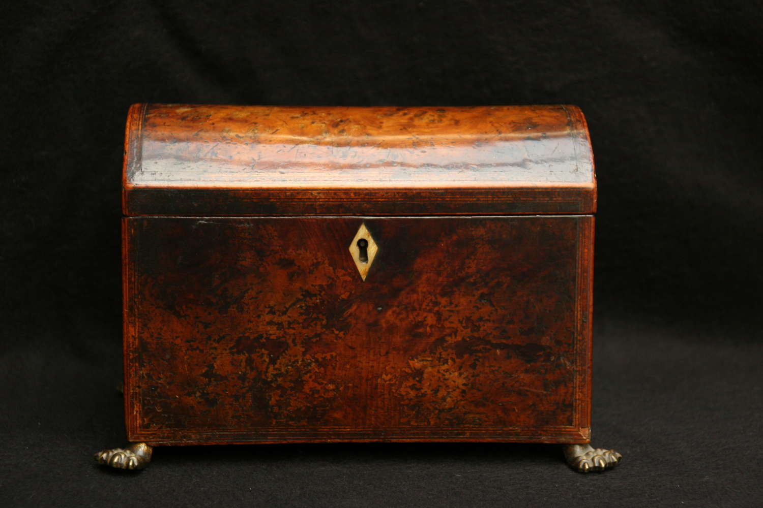 Yew dome lidded , twin compartment Tea Caddy, early 19th century