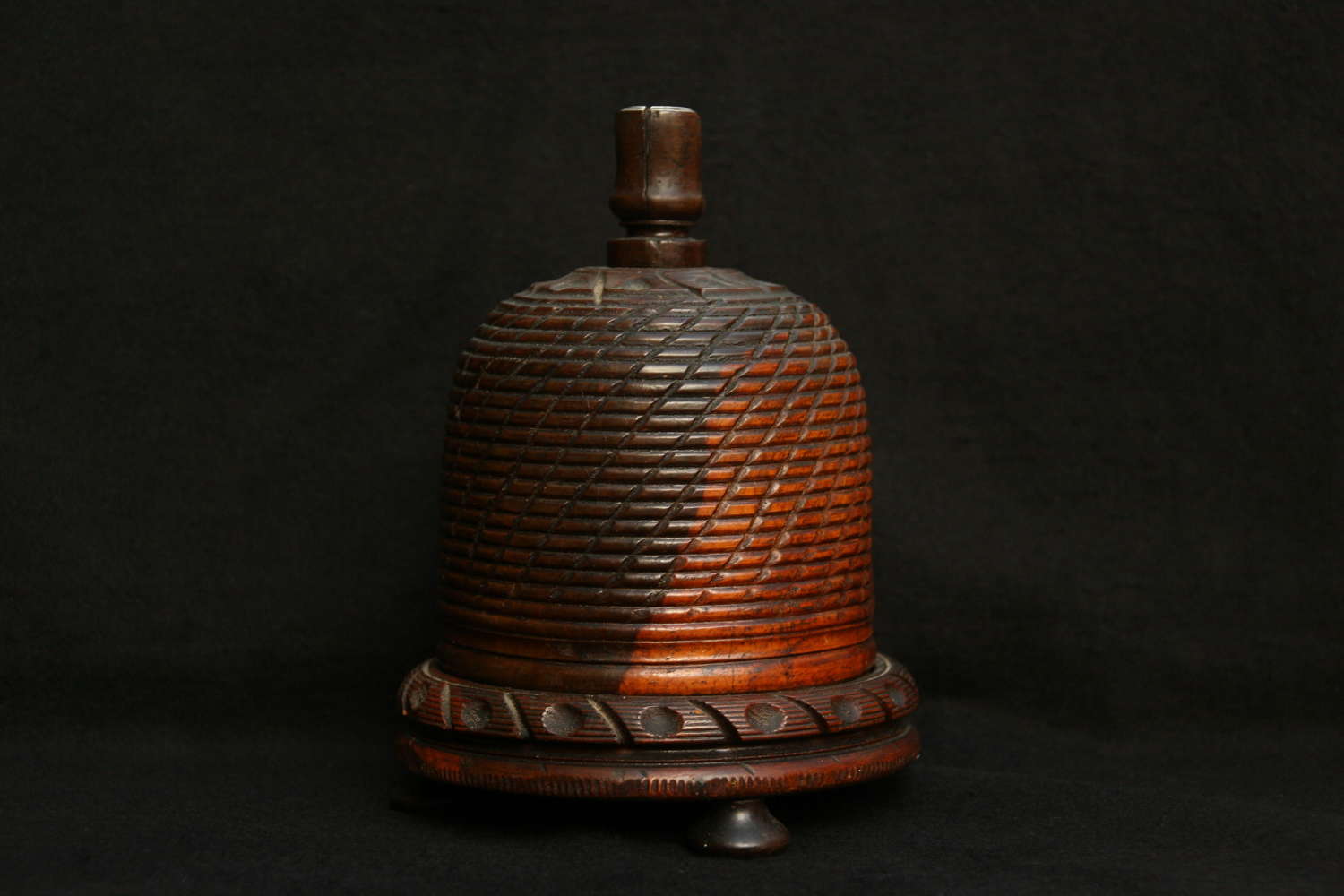 Treen Beehive form String box early 19th century