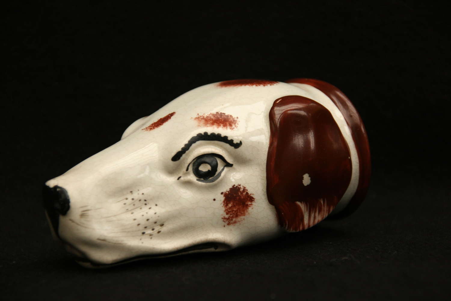 Victorian Dog Head Pottery Stirrup Cup.