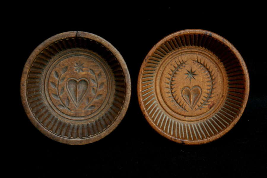 Two French Treen Butter  Cups, 19th century with Hearts
