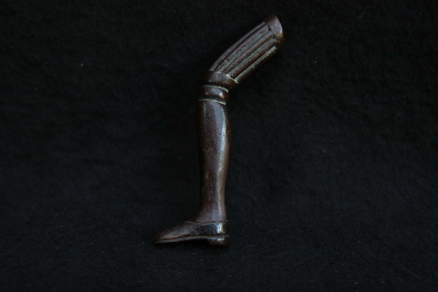 Treen Booted Leg Pipe Tamper stopper 19th century
