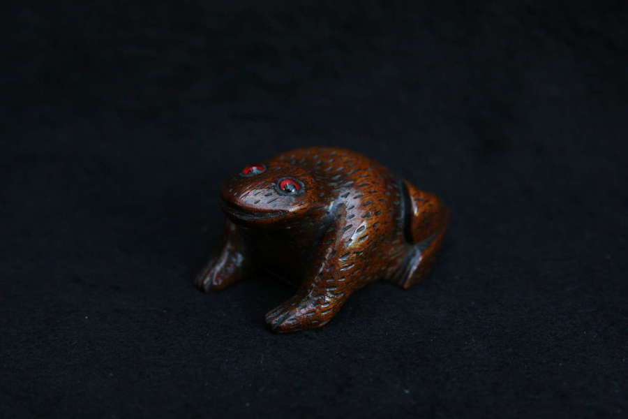 Treen Frog Snuff Box 19th century