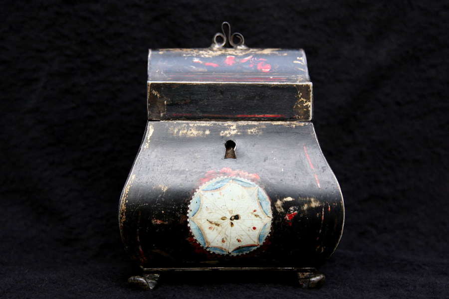 Bombe Shaped Tole Tea Caddy c.1820